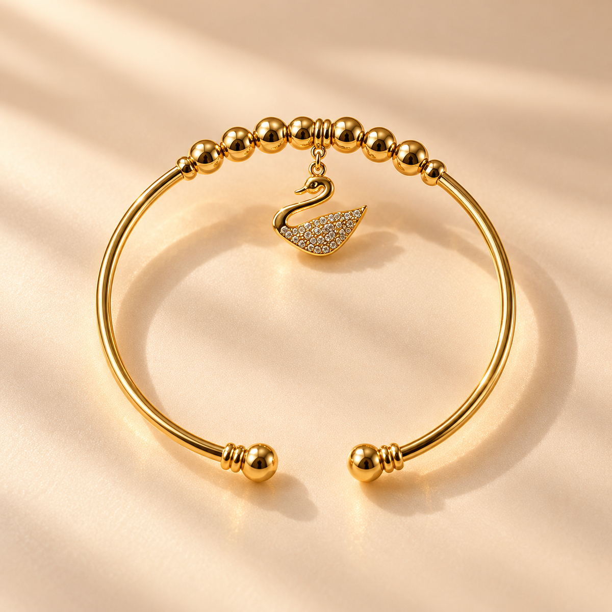 Gold Swan Charm Bracelet