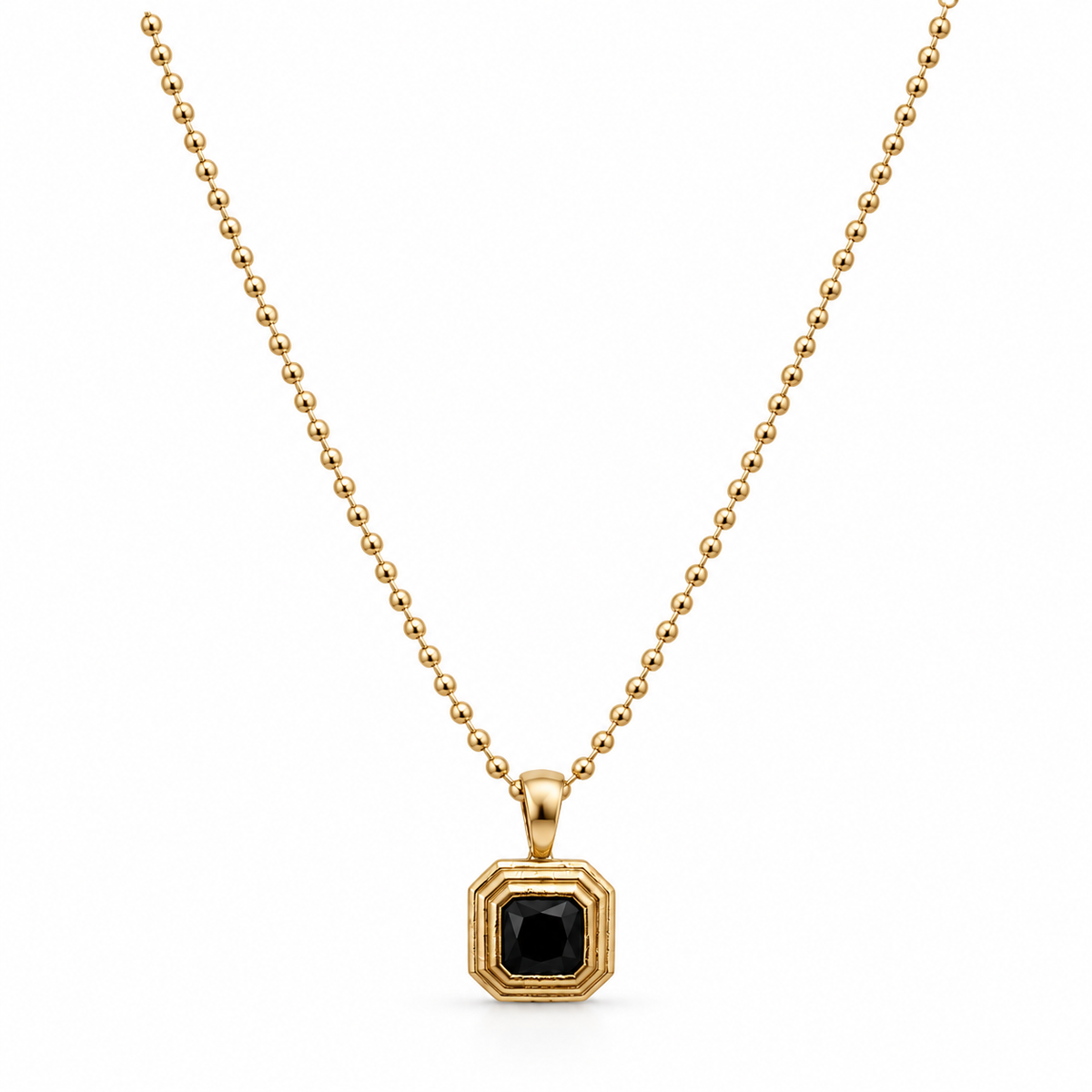 Black Stone Pendant Necklace