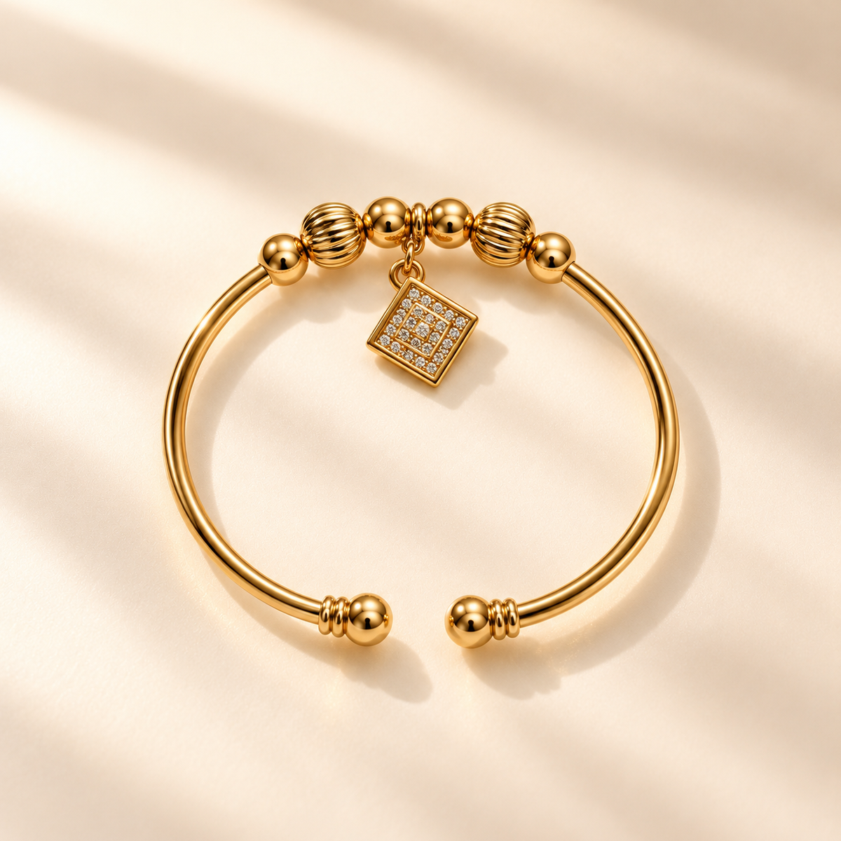 Gold Square Charm Bracelet