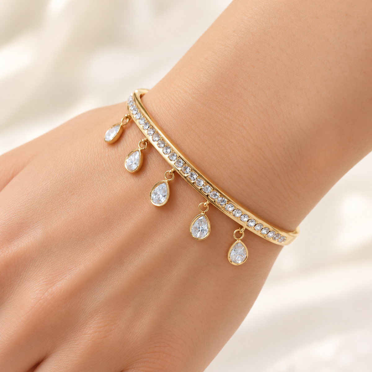Gold Crystal Charm Bracelet