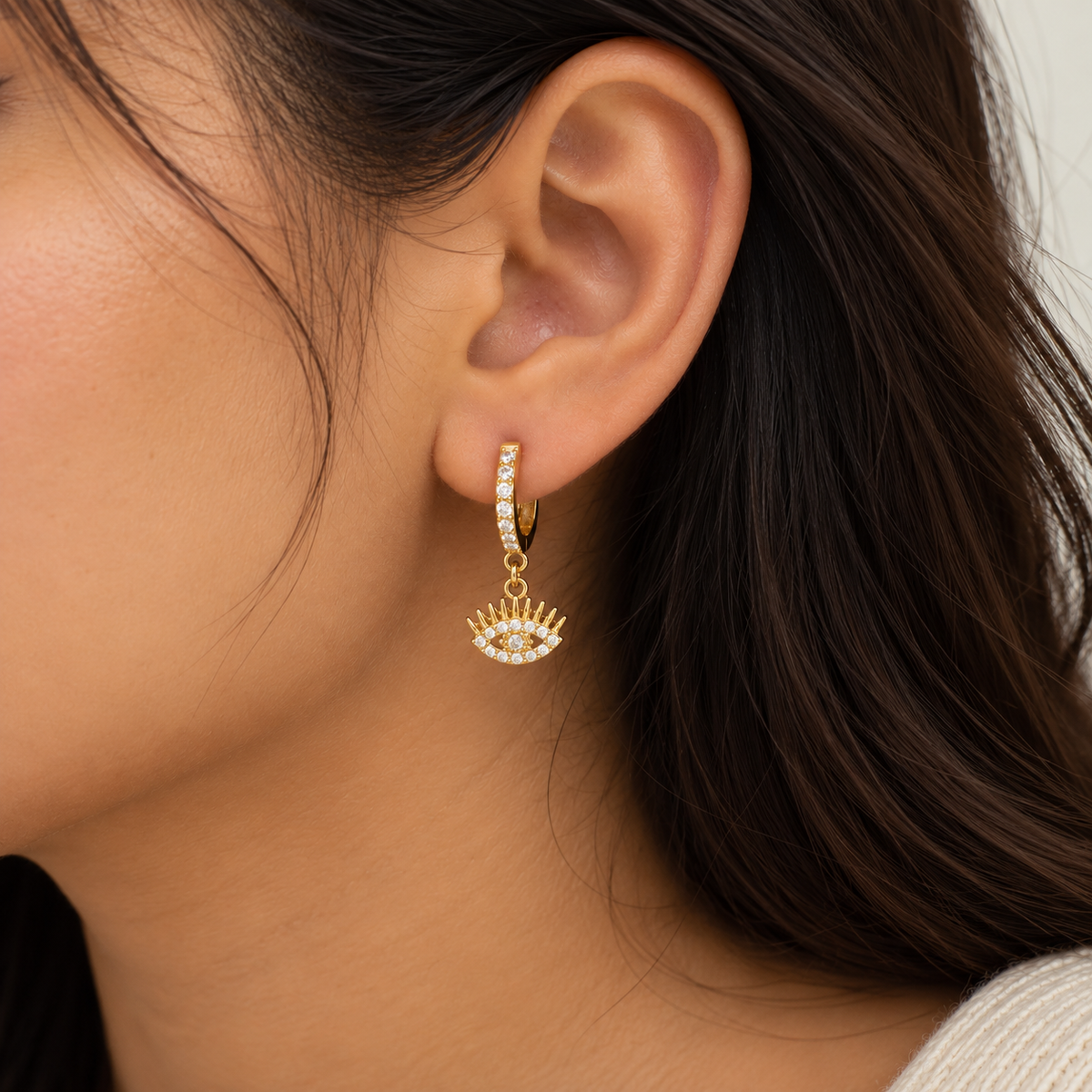 Evil Eye Huggie Earrings