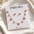 Pink Heart Charm Necklace & Earrings Set