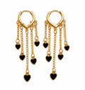Black Heart Chain Drop Earrings